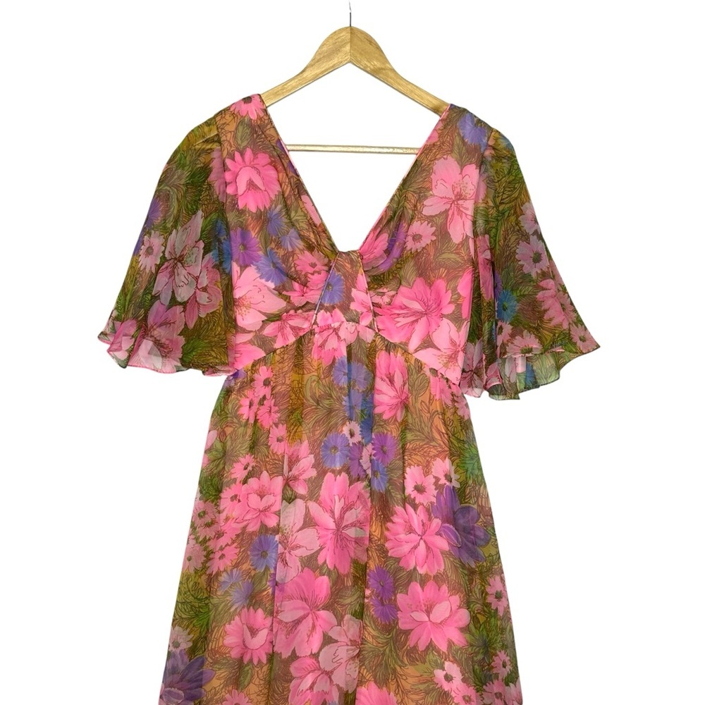 Vintage 60/70’s Hand Sewn Floral Maxi Dress app small - Picture 5 of 13